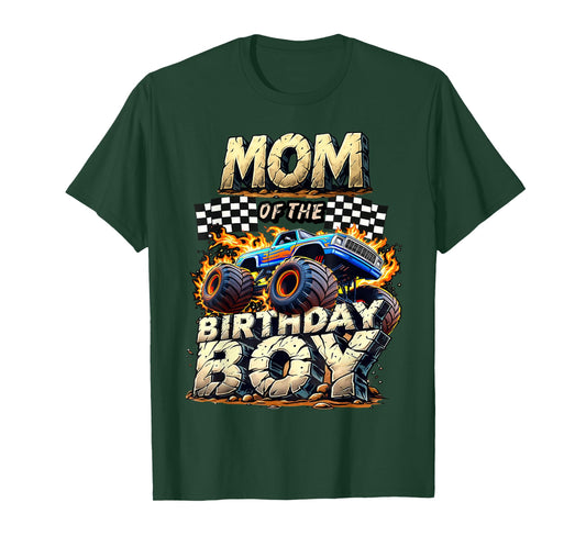 Mom Of The Birthday Boy Monster Truck Family Matching Party T-Shirt