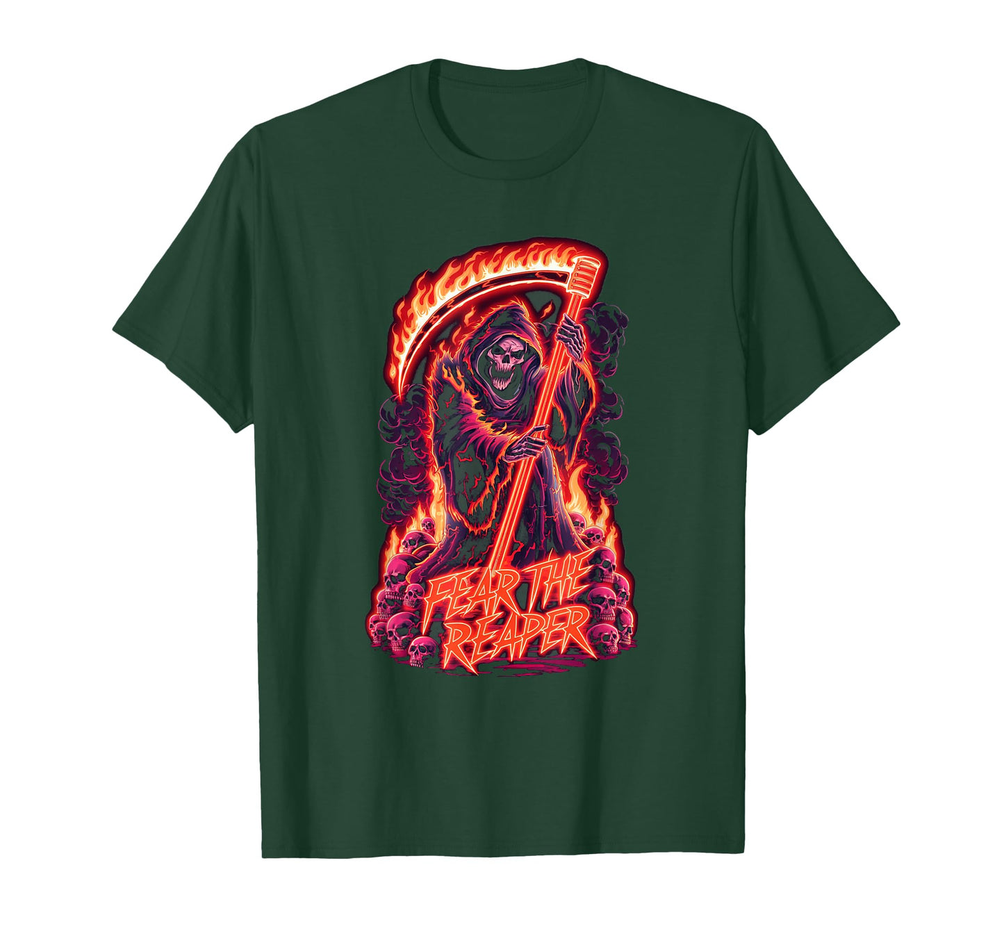 Fear The Reaper - Flaming Grim Reaper Goth T-Shirt