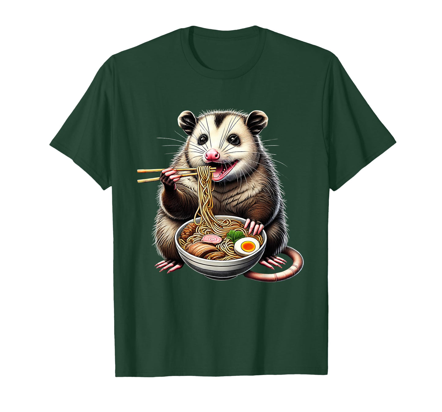 Possum Eating Ramen Noodle Anime Japanese Food Opossum Lover T-Shirt