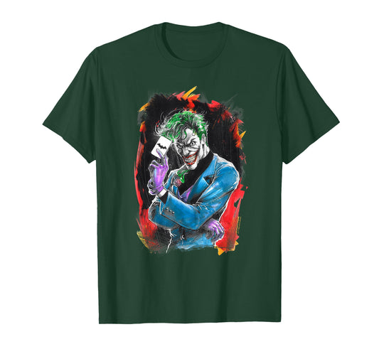 WB100 DC Comics Joker Prince of Crime Flaming Card T-Shirt