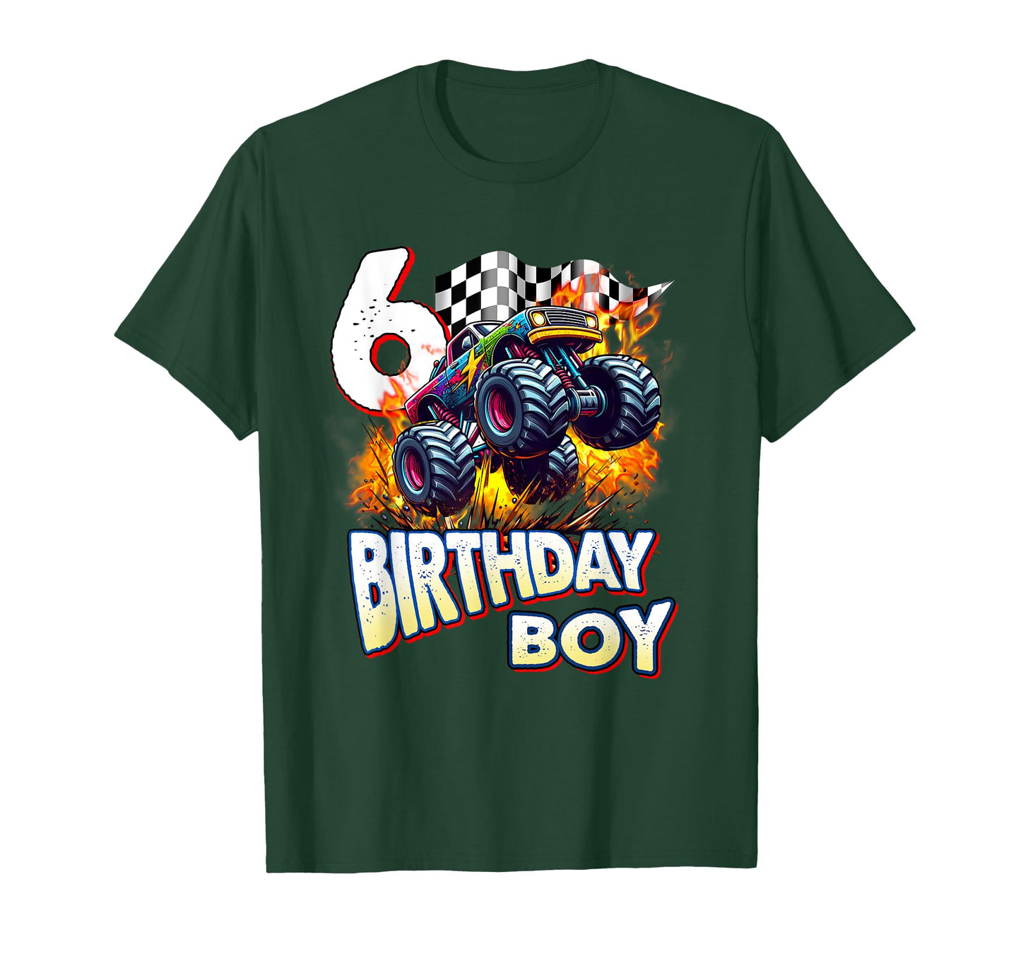 Birthday Monster Truck 6 Year Old Boys 6th Party Born 2019 T-Shirt