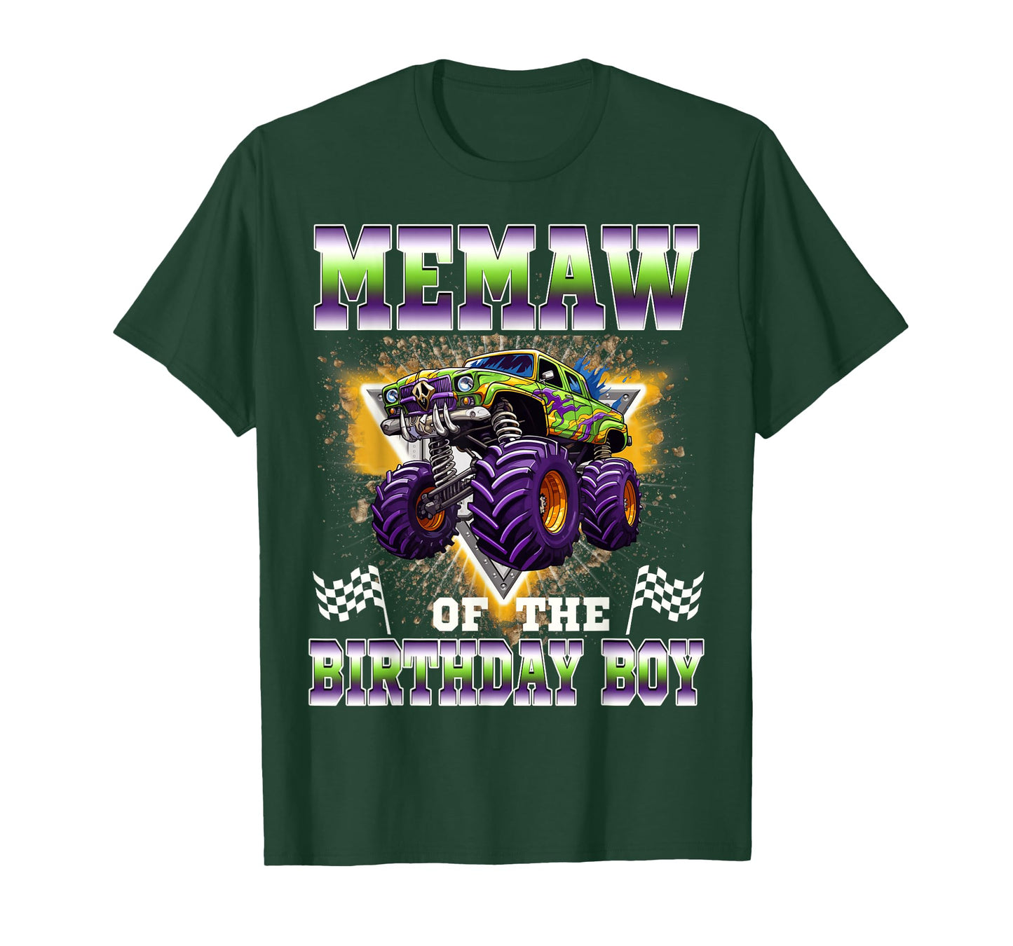 Memaw of The Birthday Boy Monster Truck Birthday Family T-Shirt
