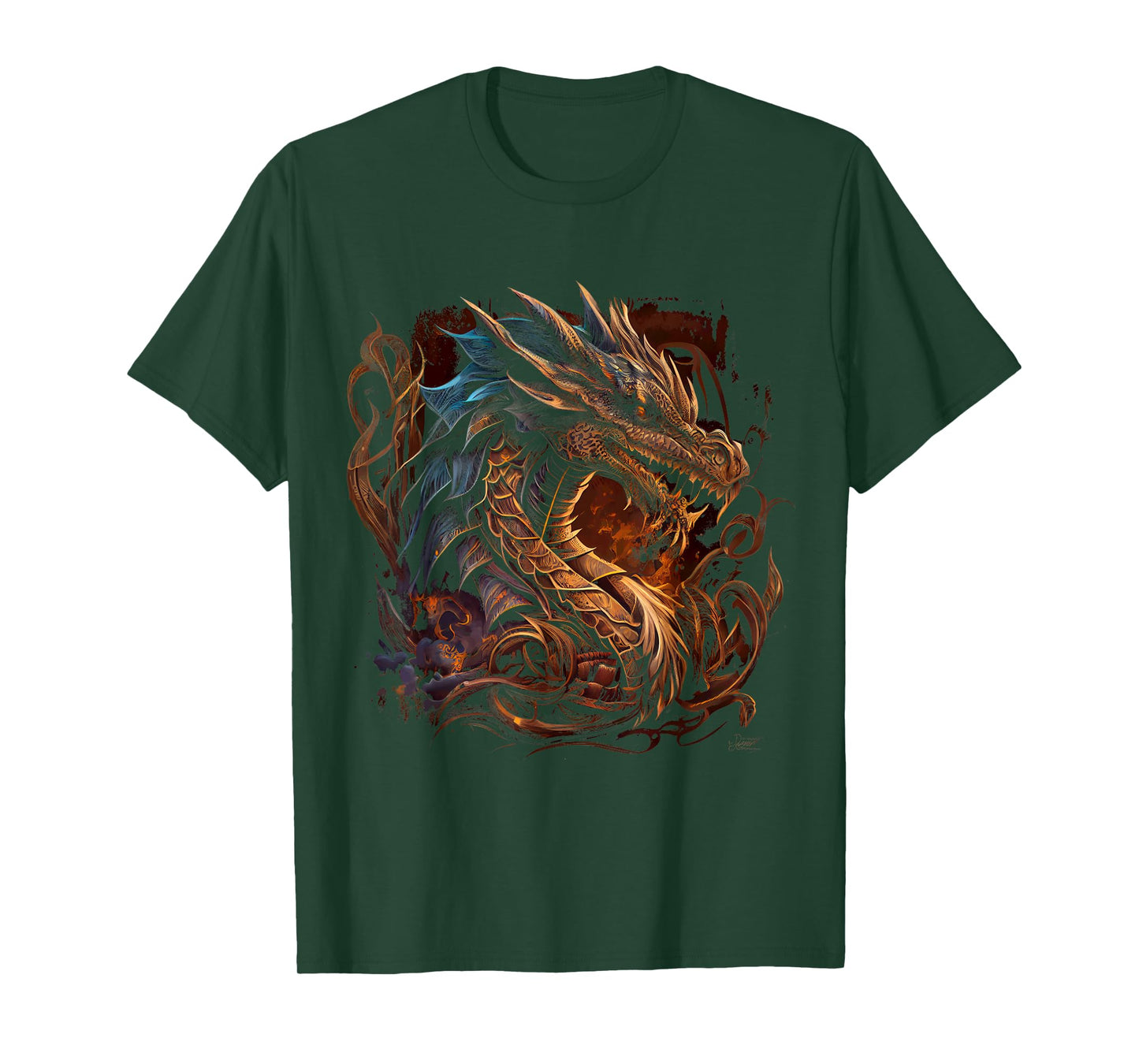 Beautiful Vintage Dragon Lover Fantasy Art Cool Illustration T-Shirt