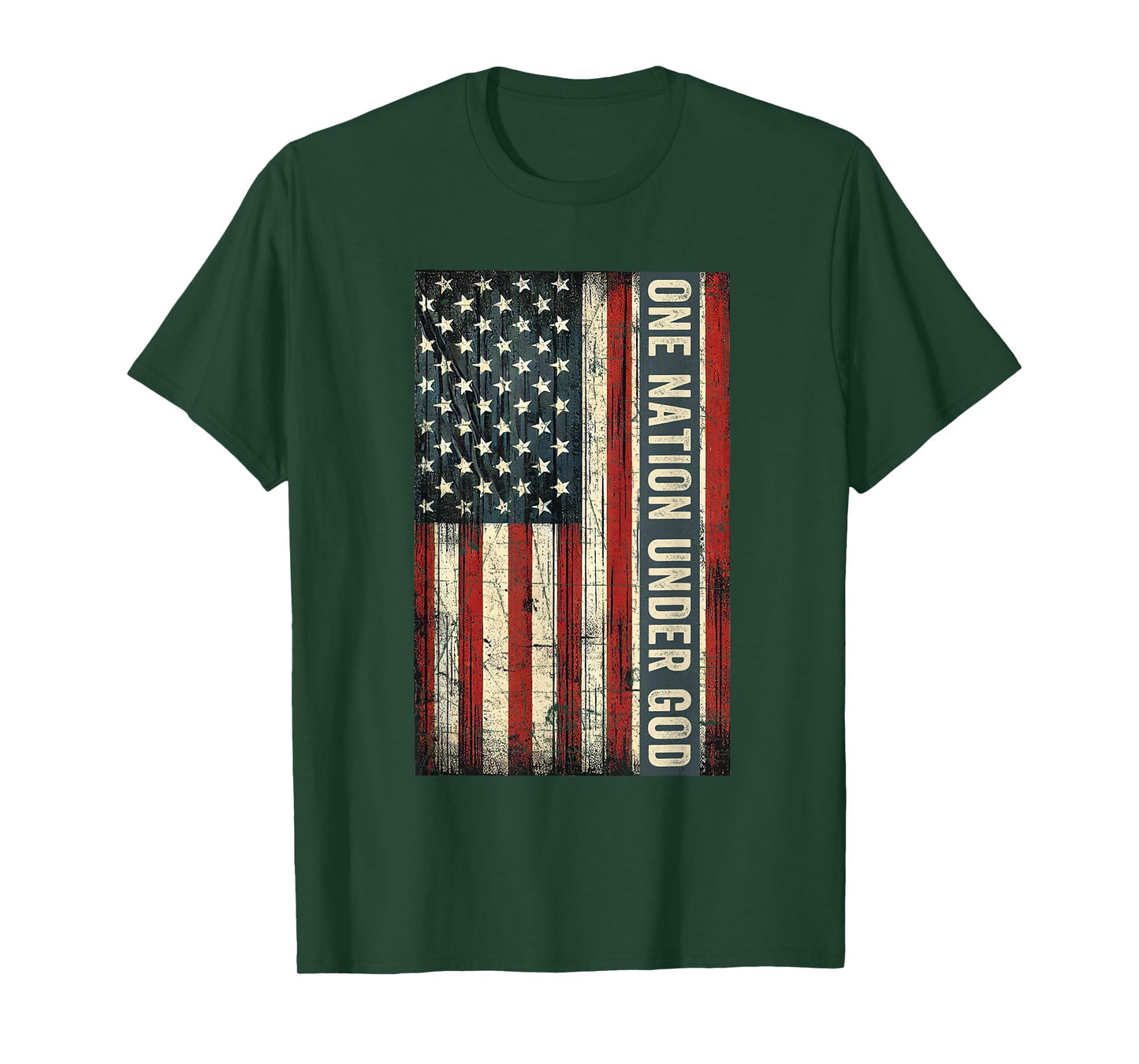 One Nation Under God 4th Of July American Flag Christian T-Shirt