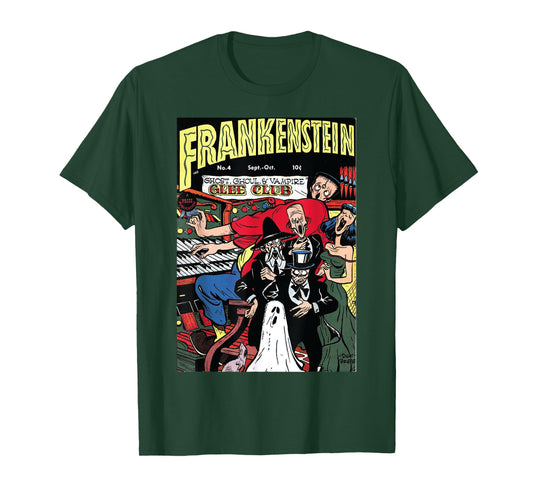 Frankenstein Halloween Horror Vintage Comic Book Retro Funny T-Shirt