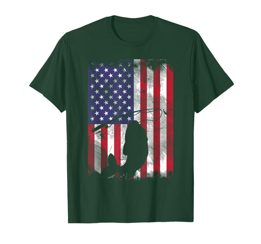 US Flag Fish 4th Of July Fishing Patriot Fisherman Dad Gift T-Shirt