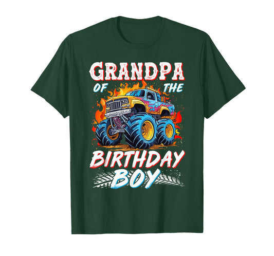 Grandpa of The Birthday Boy Monster Truck Birthday T-Shirt
