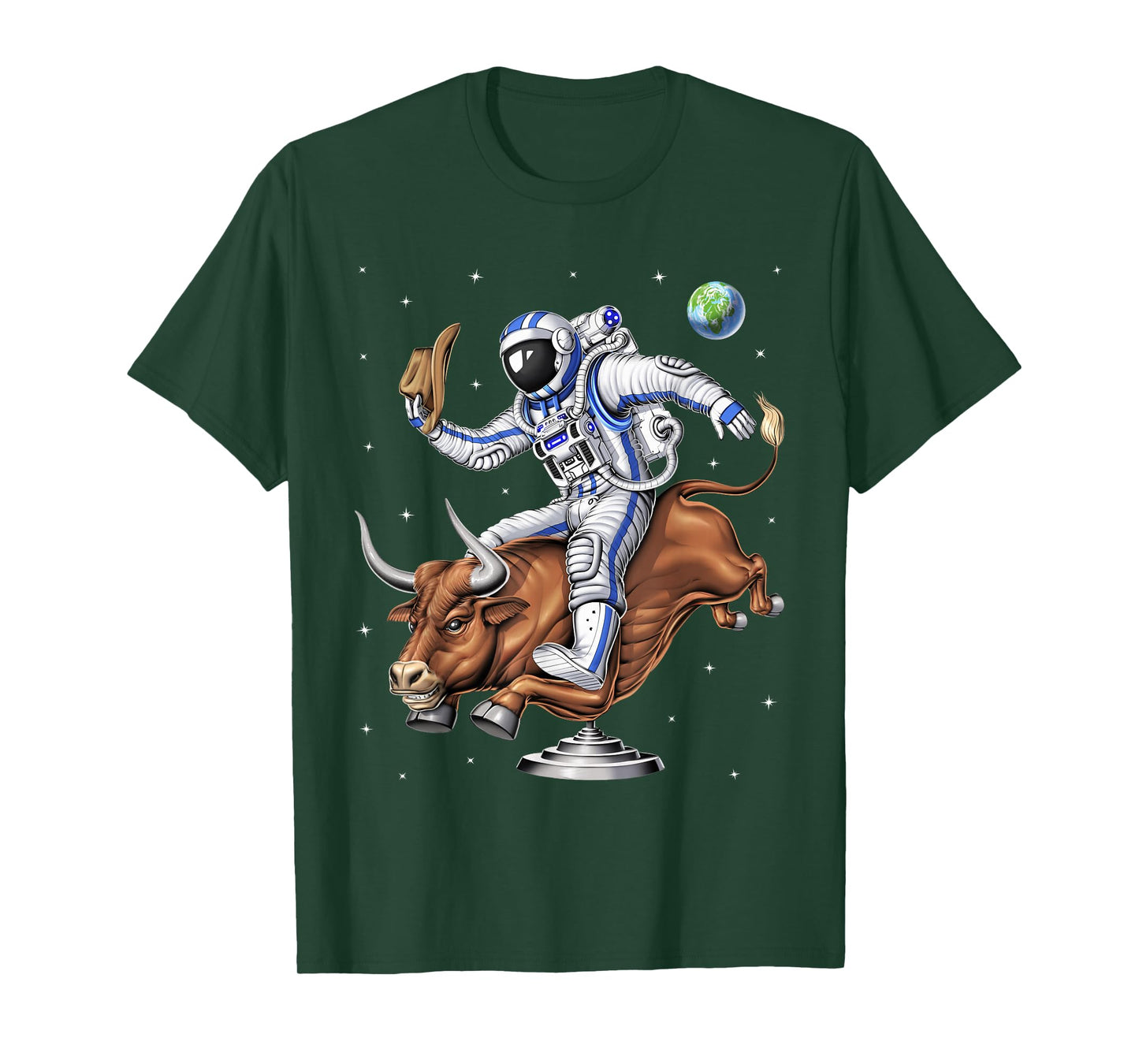 Space Astronaut Cowboy Riding Rodeo Bull Western Country T-Shirt