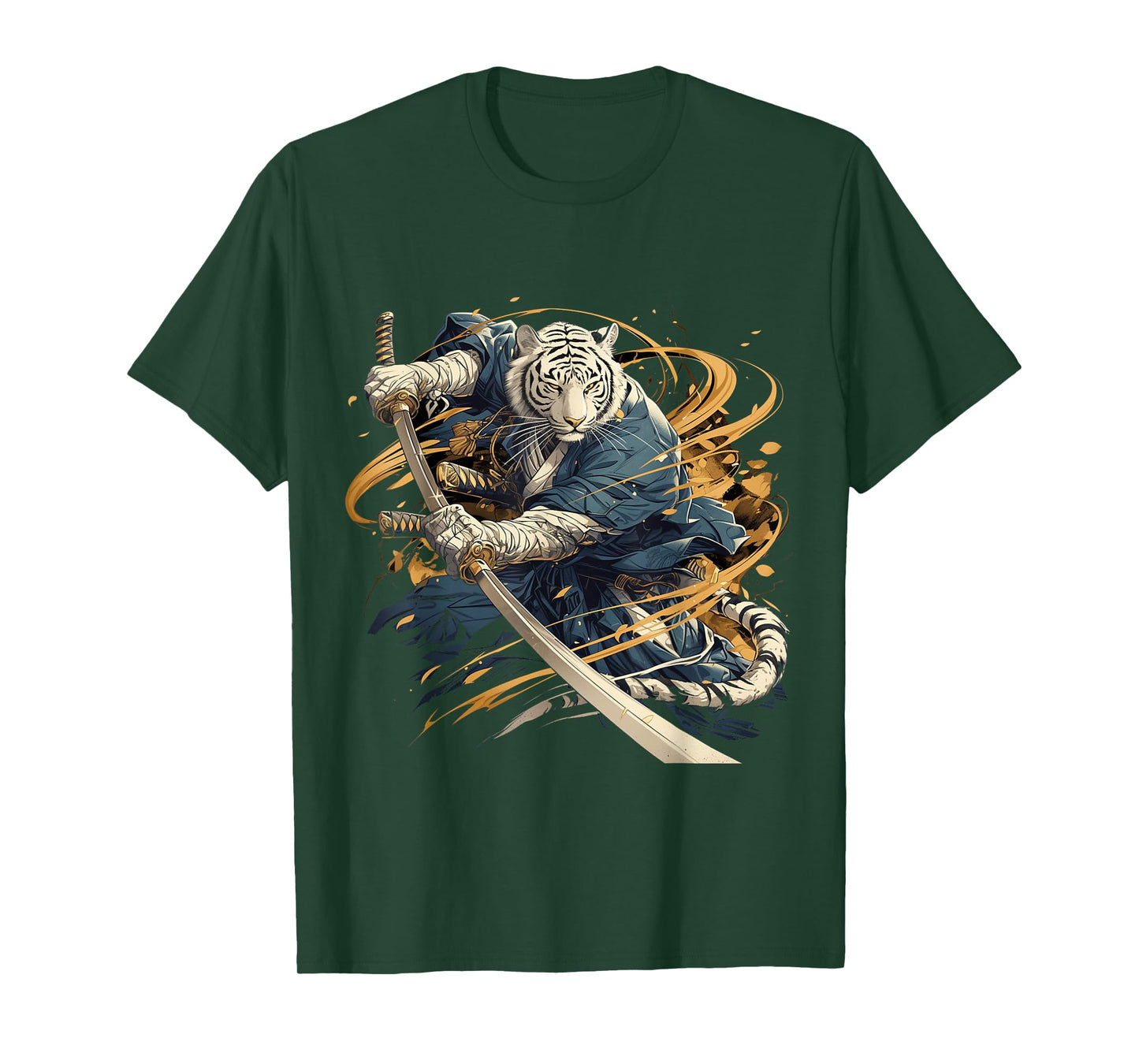 Japanese Art Tiger Ninja Ukiyo-e Anime Style Samurai Tiger T-Shirt