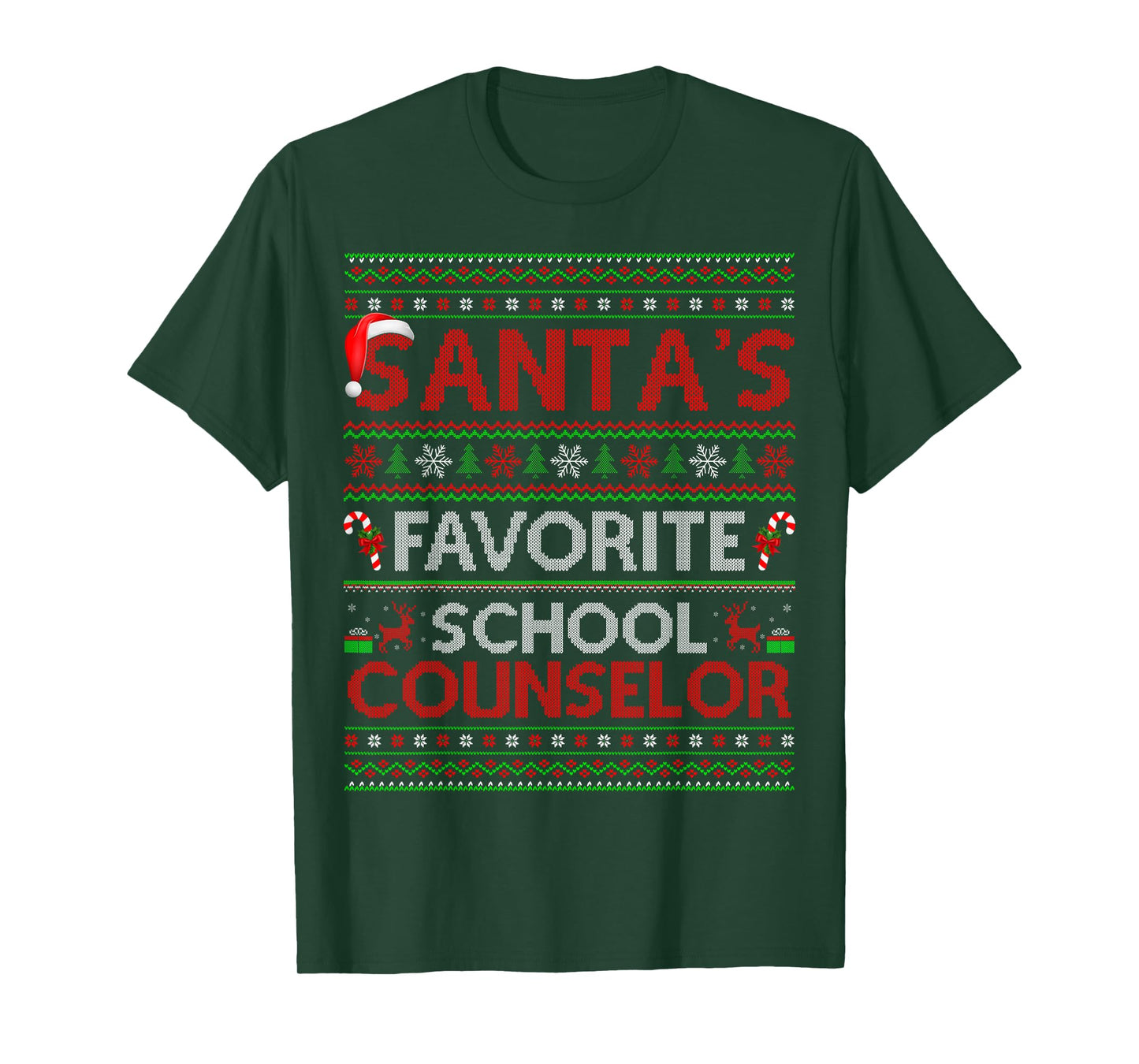 Santa Favorite School Counselor Ugly Christmas Sweaters Xmas T-Shirt