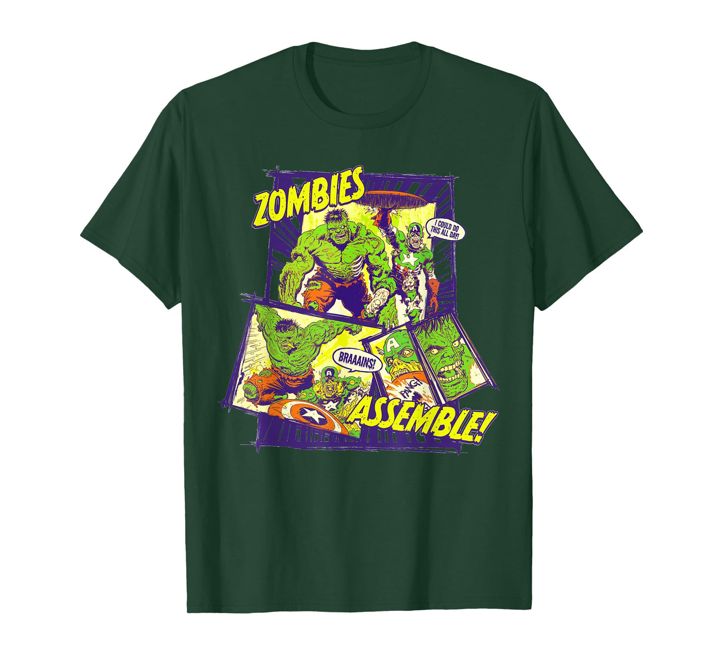 Marvel Zombies Assemble Hulk and Captain America Halloween T-Shirt