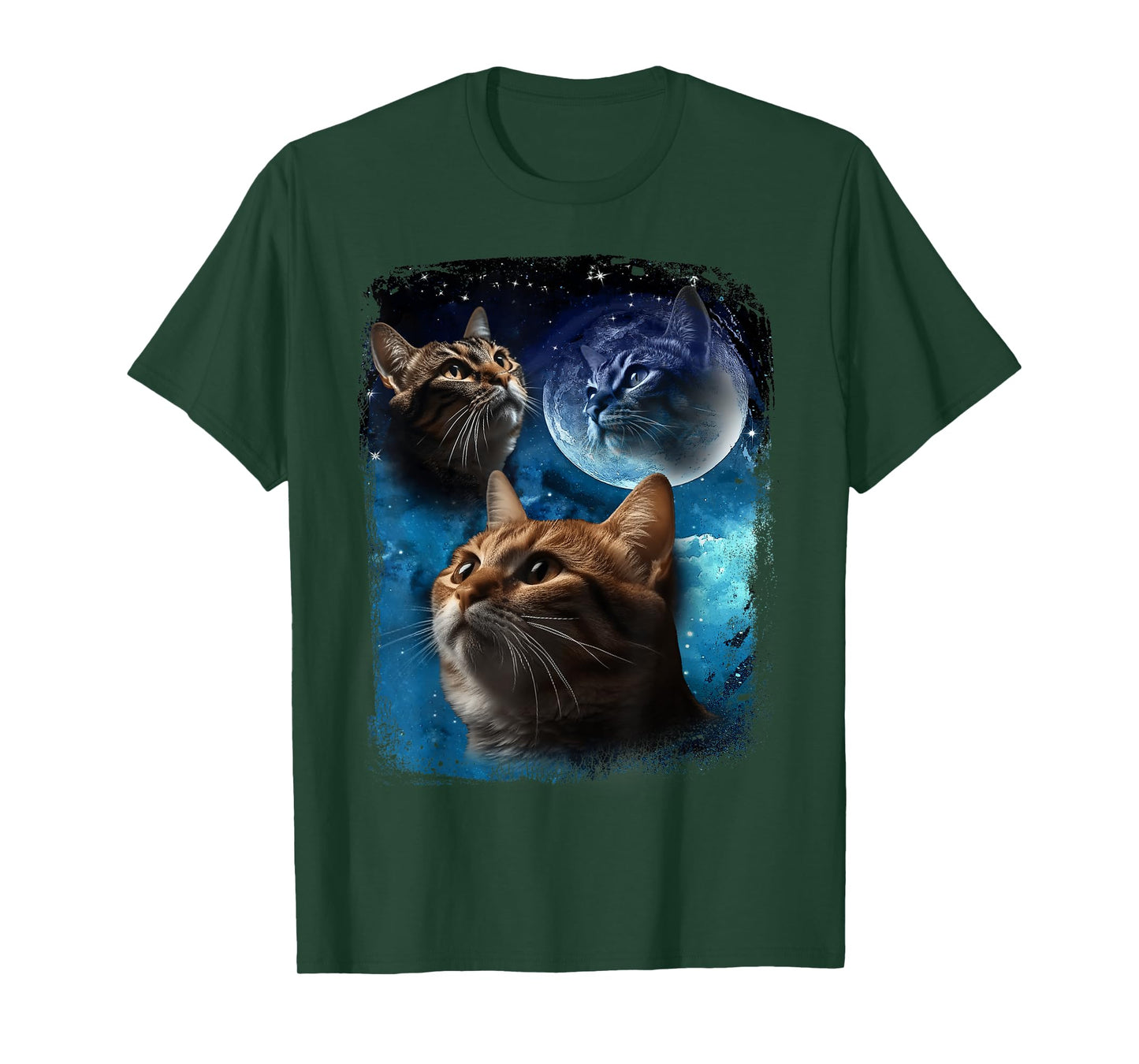 Three Cats Howl at Moon Vintage Funny Cat Howling wolf meme T-Shirt