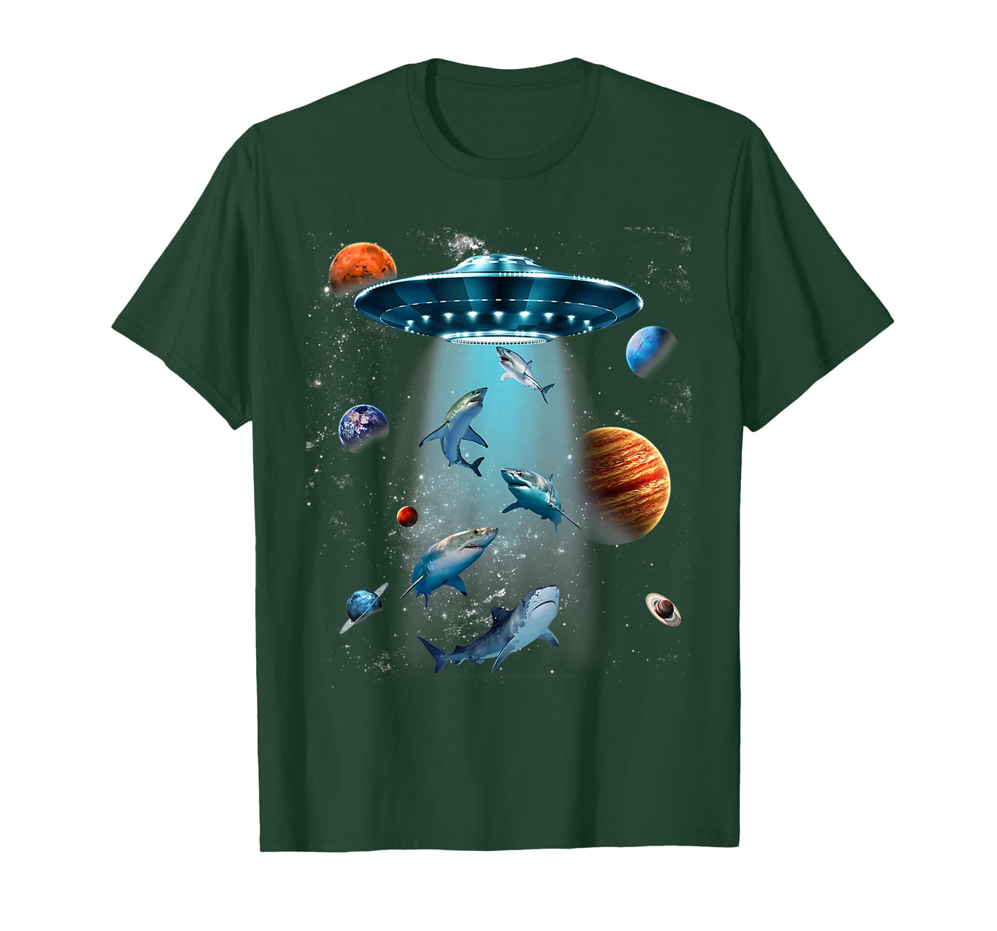 Galaxy Fish shark Space UFO Alien Stars Sea Ocean Sharks T-Shirt