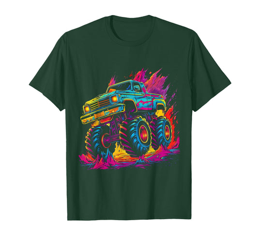 Retro Vintage Monster Truck Retro Sunset Monster Truck Boys T-Shirt