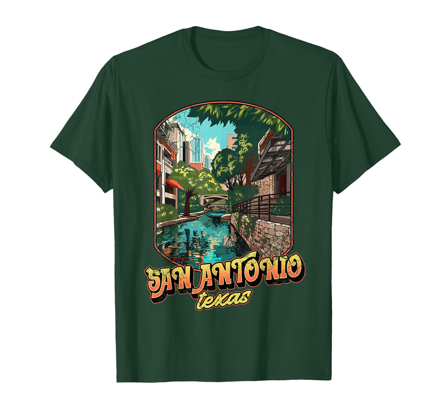 San Antonio Texas City Design Distressed T-Shirt