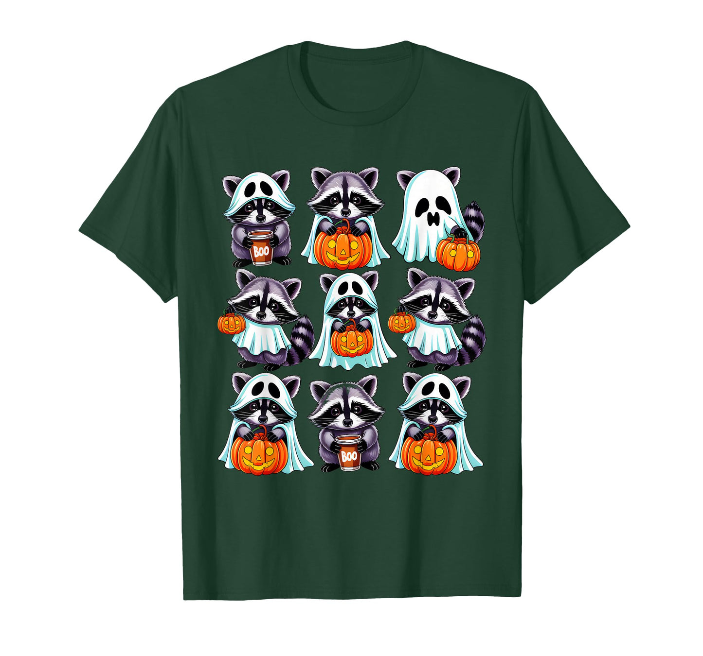 Cute Ghost Raccoon Funny Halloween Costumes Raccoon Lover T-Shirt