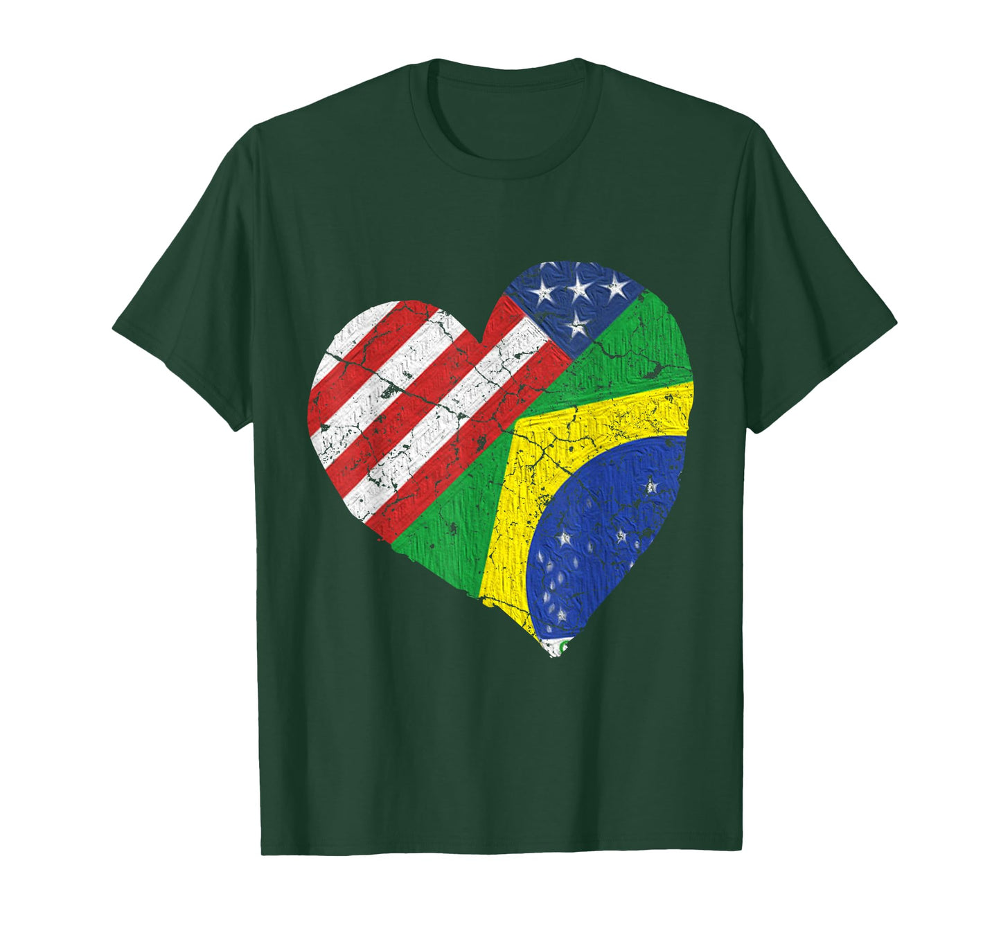 Half Brazilian Half American Flag Brazil USA Pride T-Shirt