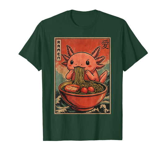 Funny Axolotl Eating Ramen Kawaii Japanese Anime Axolotls T-Shirt