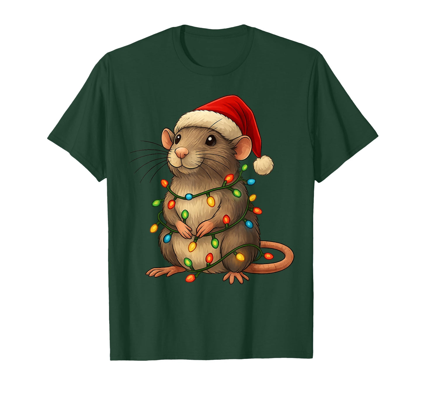 Rat Christmas Pajama Funny Xmas Lights Animals Lover Women T-Shirt