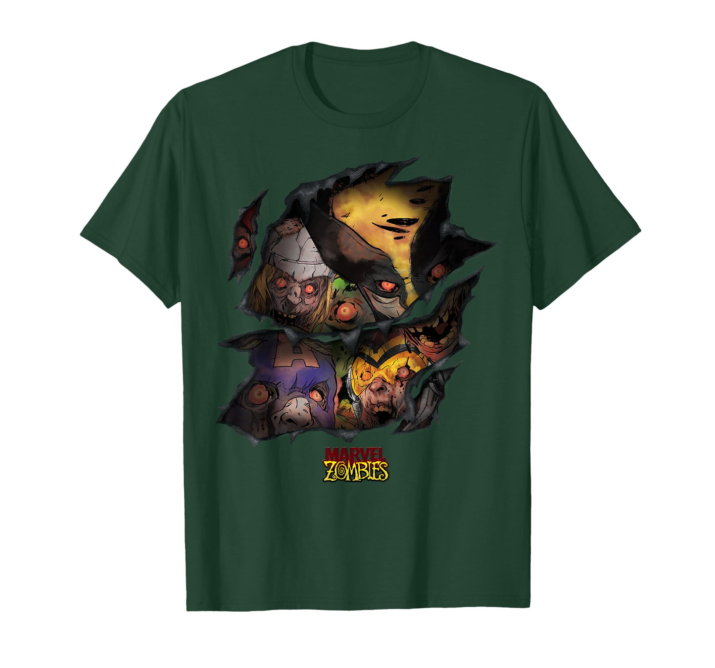 Marvel Zombies Group Shot Zombies Ripping Through T-Shirt
