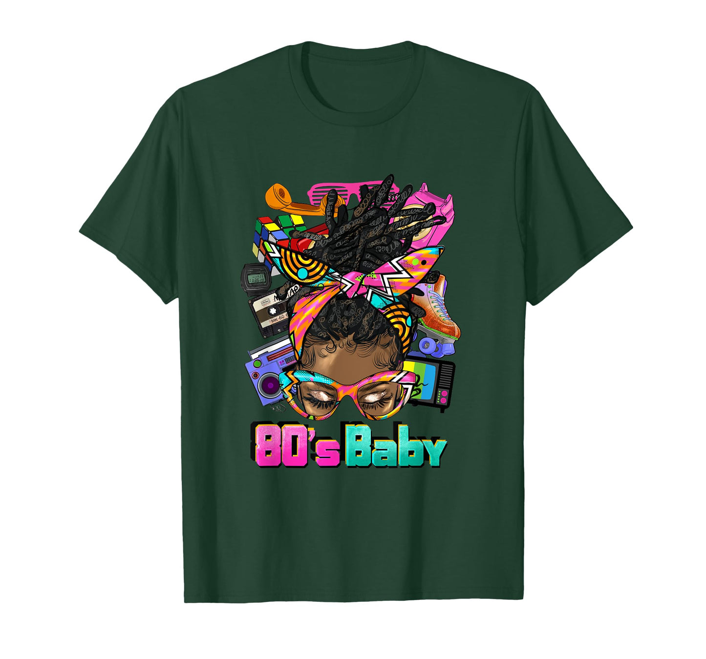 80's Baby Afro Messy Bun African American 1980's Retro T-Shirt