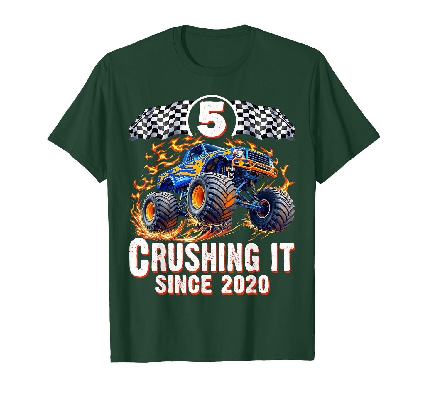 Birthday Monster Truck 5 year Old Boys 5th Party Born 2020 T-Shirt