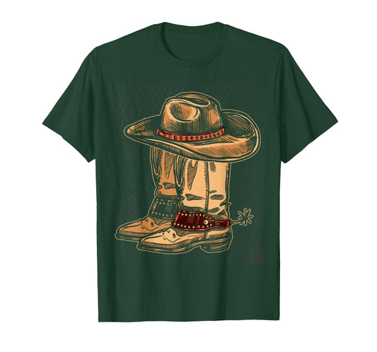 Rodeo Bull Riding Hat Line Dance Boots Cowboy T-Shirt