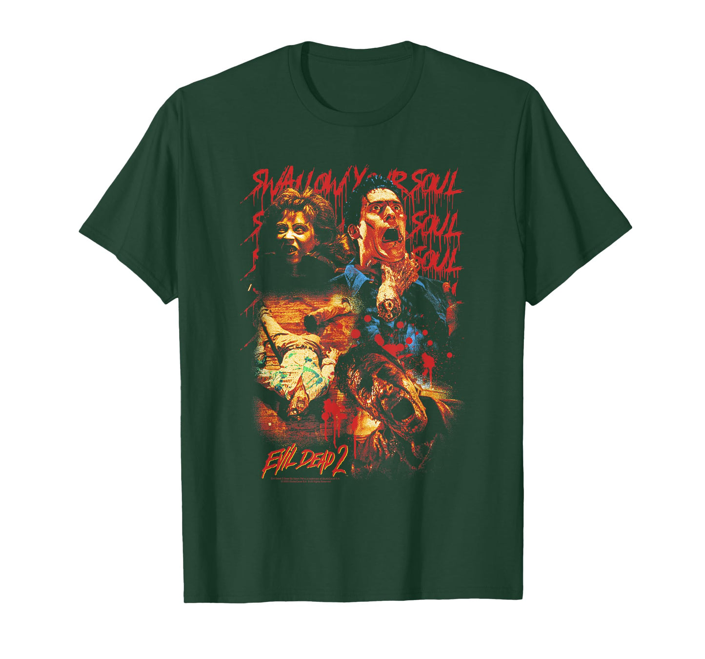 Evil Dead 2 Swallow Your Soul Collage Horror Movie T-Shirt