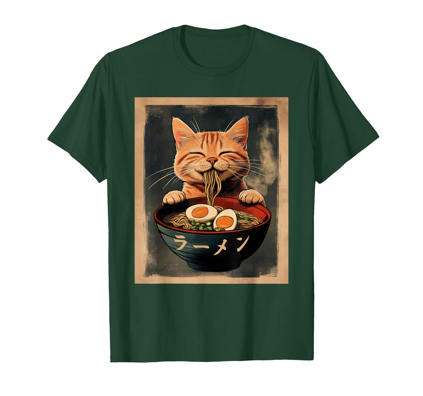 Funny Ginger Cat Ramen Japanese Graphic Tee Kawaii Anime T-Shirt