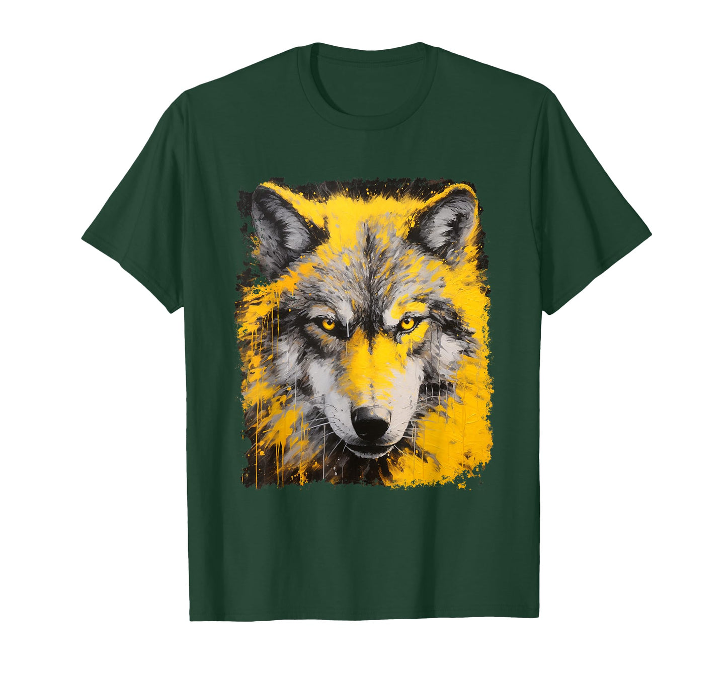 Pop Art Vintage Zoo Animal Yellow Wolf T-Shirt