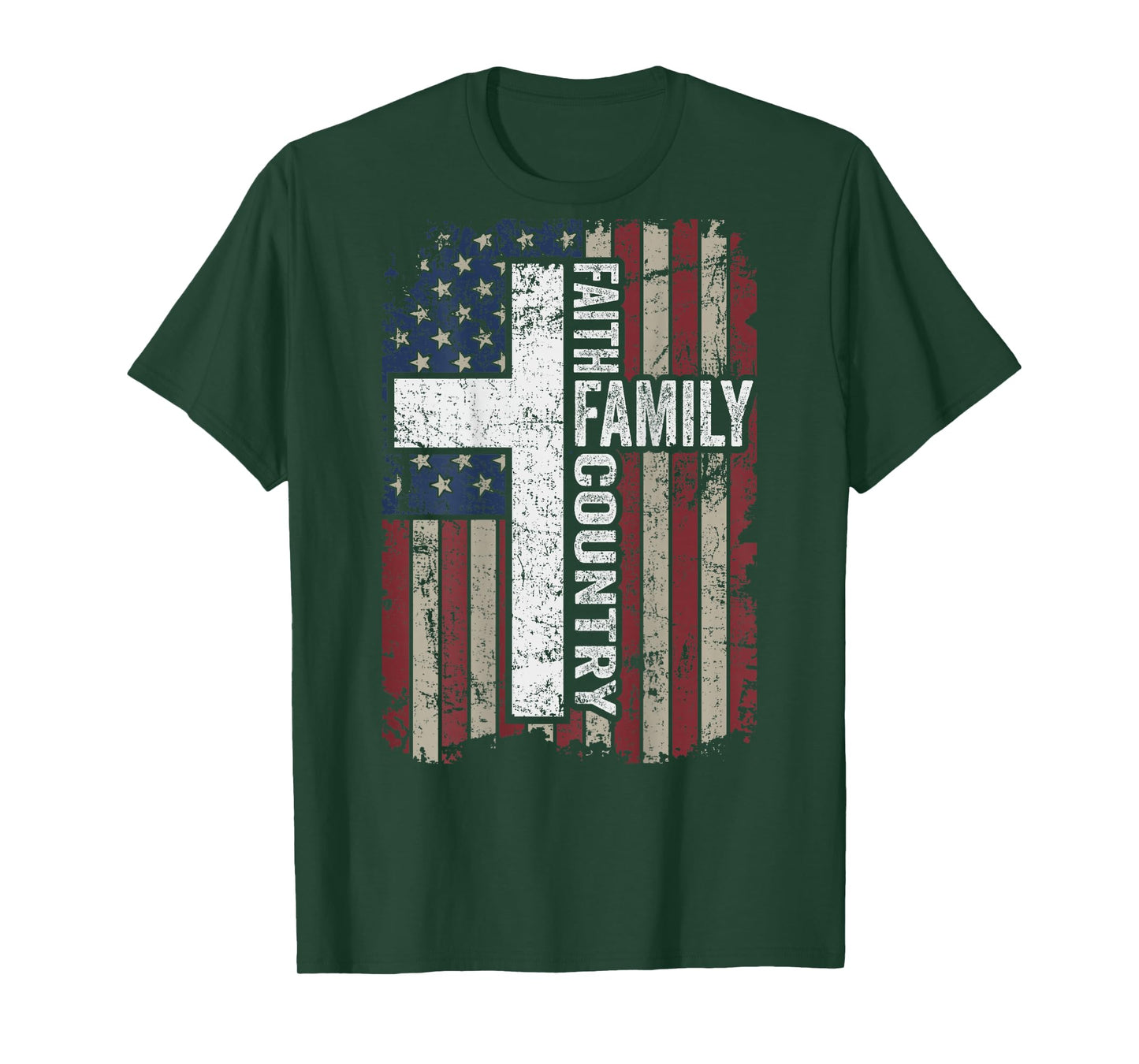 Faith Family Country - Christian Vintage Cross USA - ON BACK T-Shirt