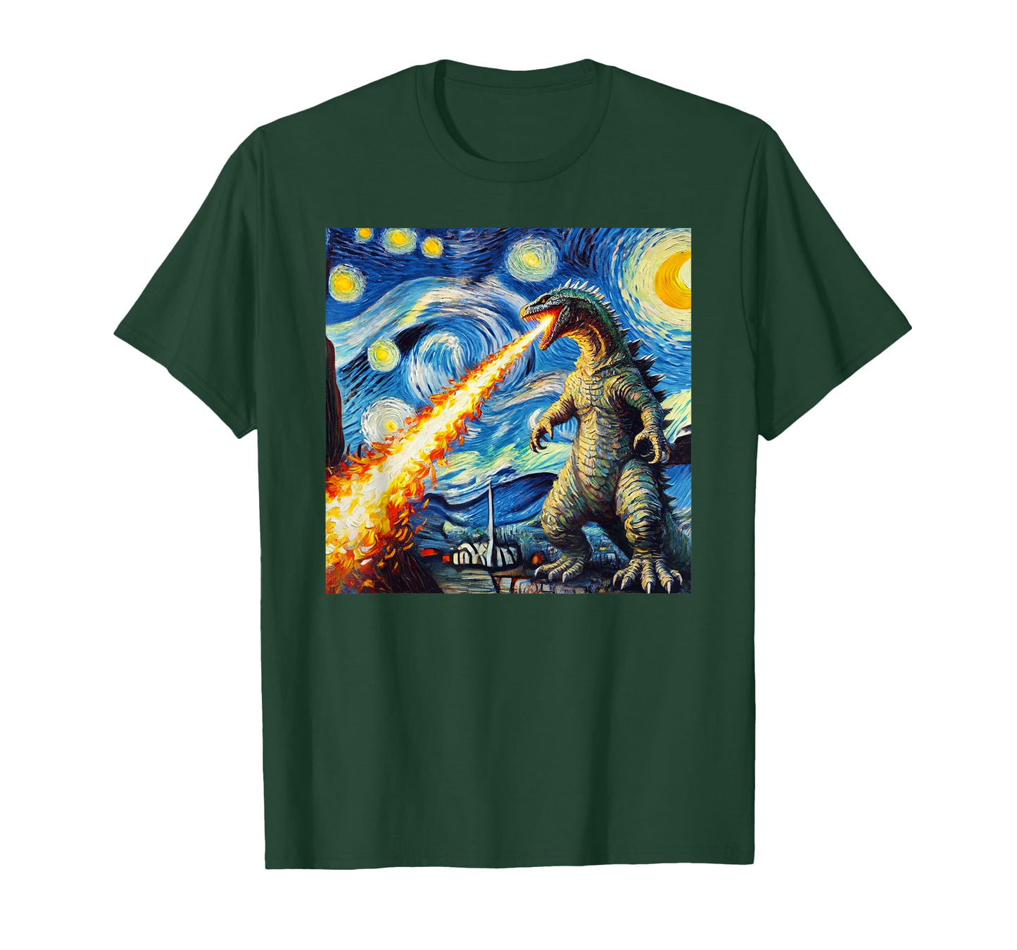 Japanese Monster Kaiju Van Gogh Starry Night T-Shirt
