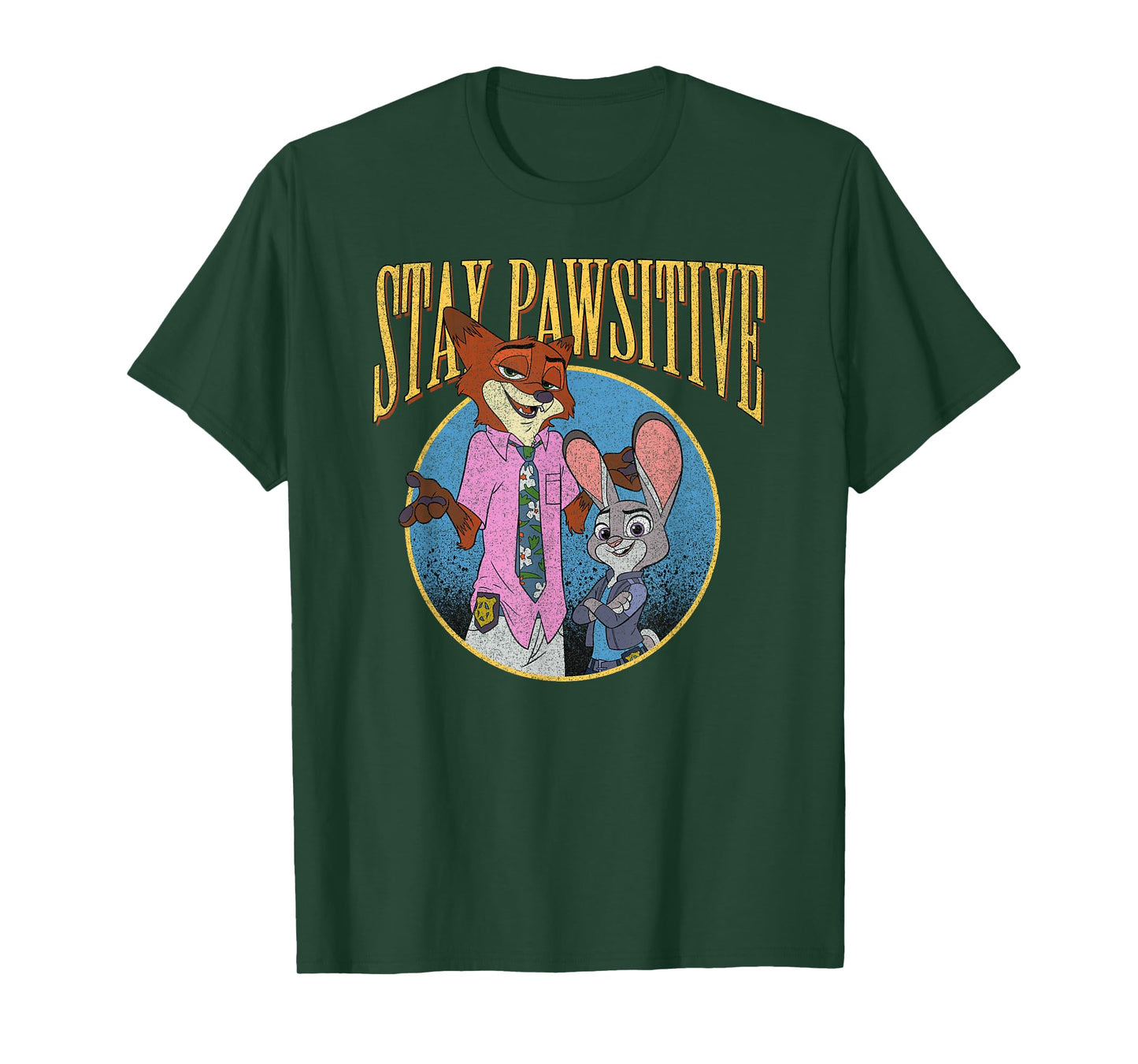 Disney Zootopia 2 Stay Pawsitive Distressed Portrait T-Shirt