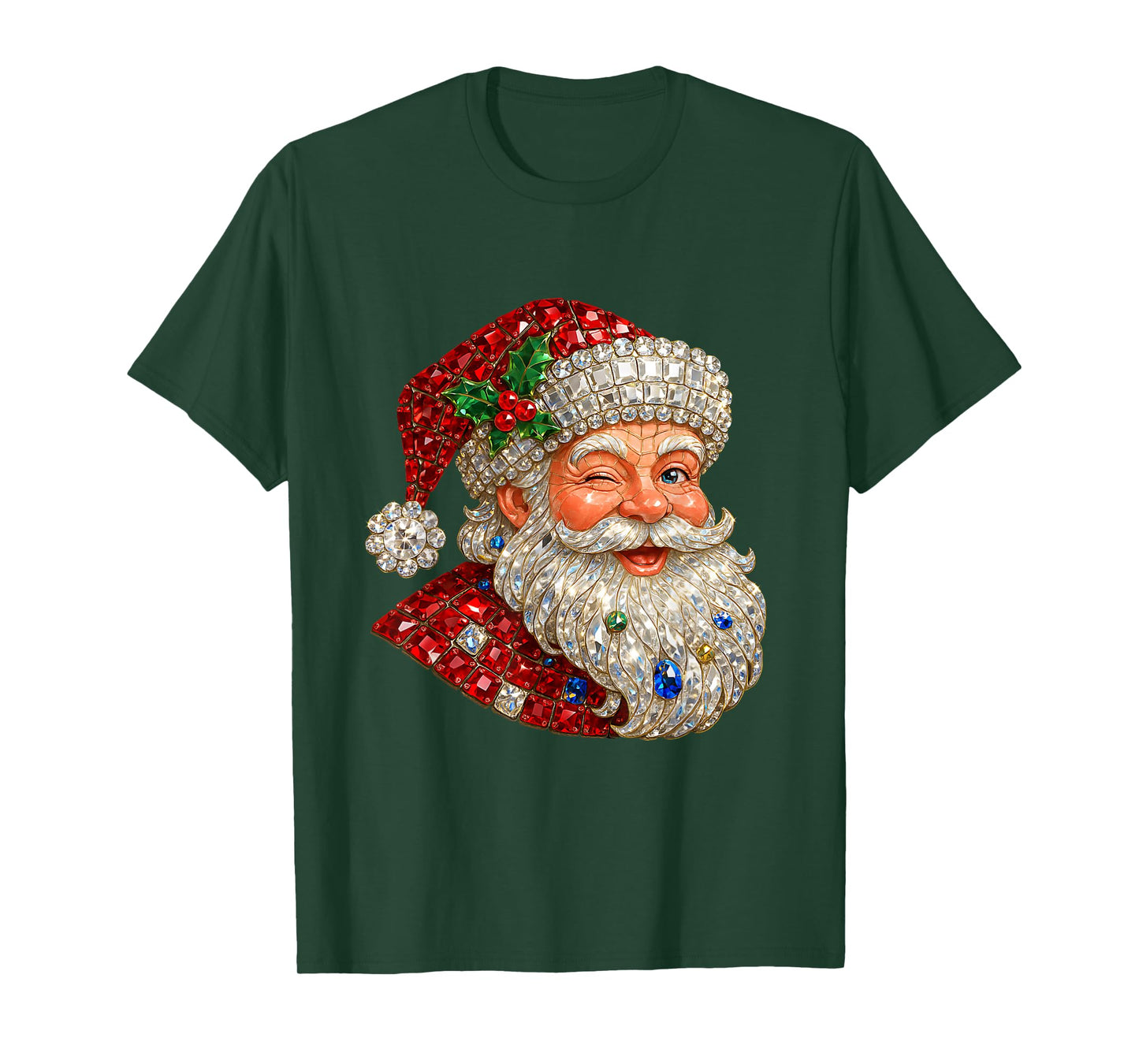 Pink Sparkle Santa Christmas Aesthetic Design T-Shirt