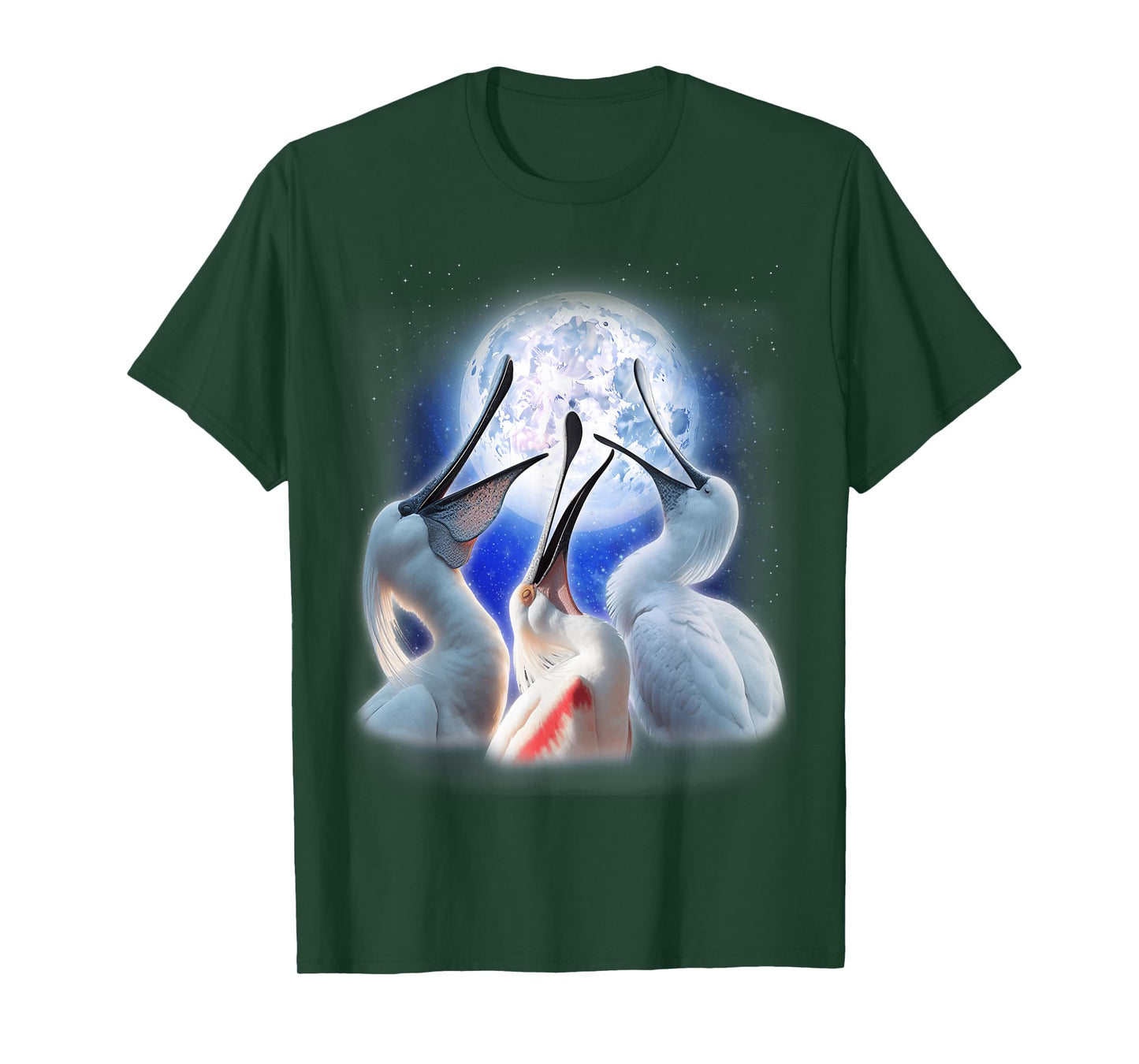3 Spoonbills Howling At The Moon Funny Spoonbill Bird Lover T-Shirt