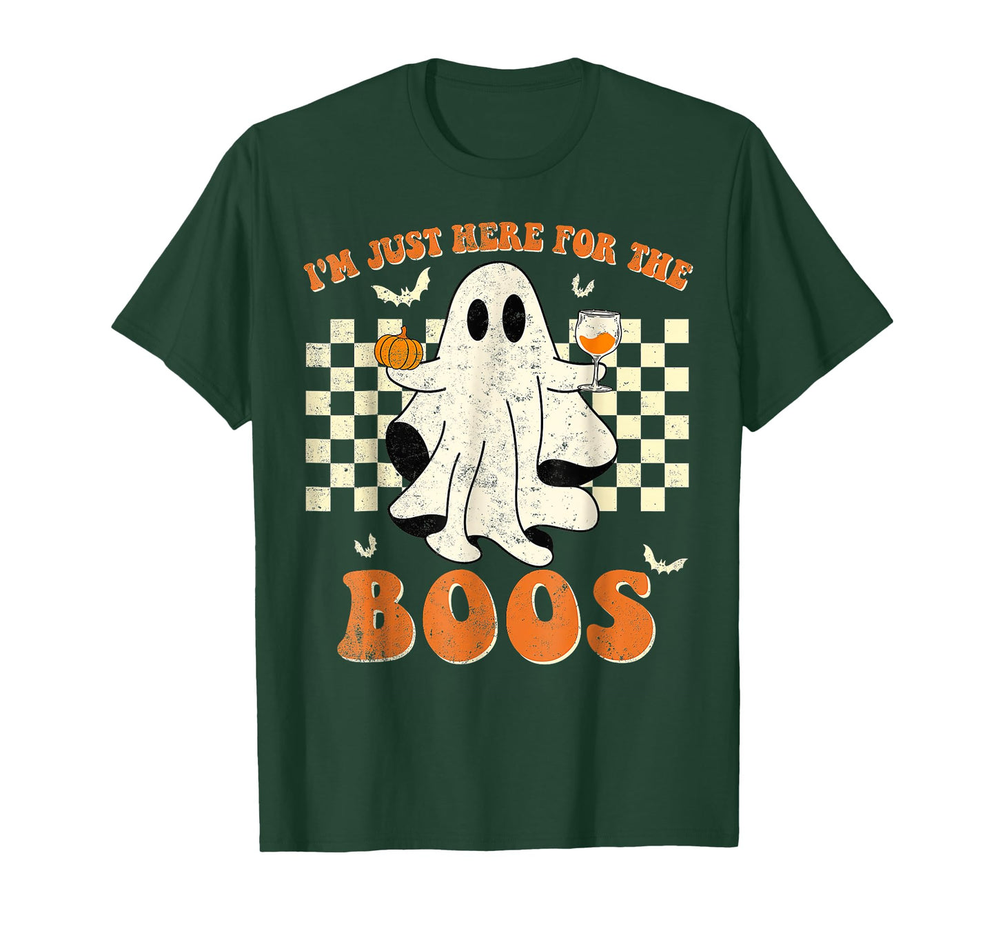 I'm Just Here For The Boos Ghost Retro Groovy Halloween T-Shirt