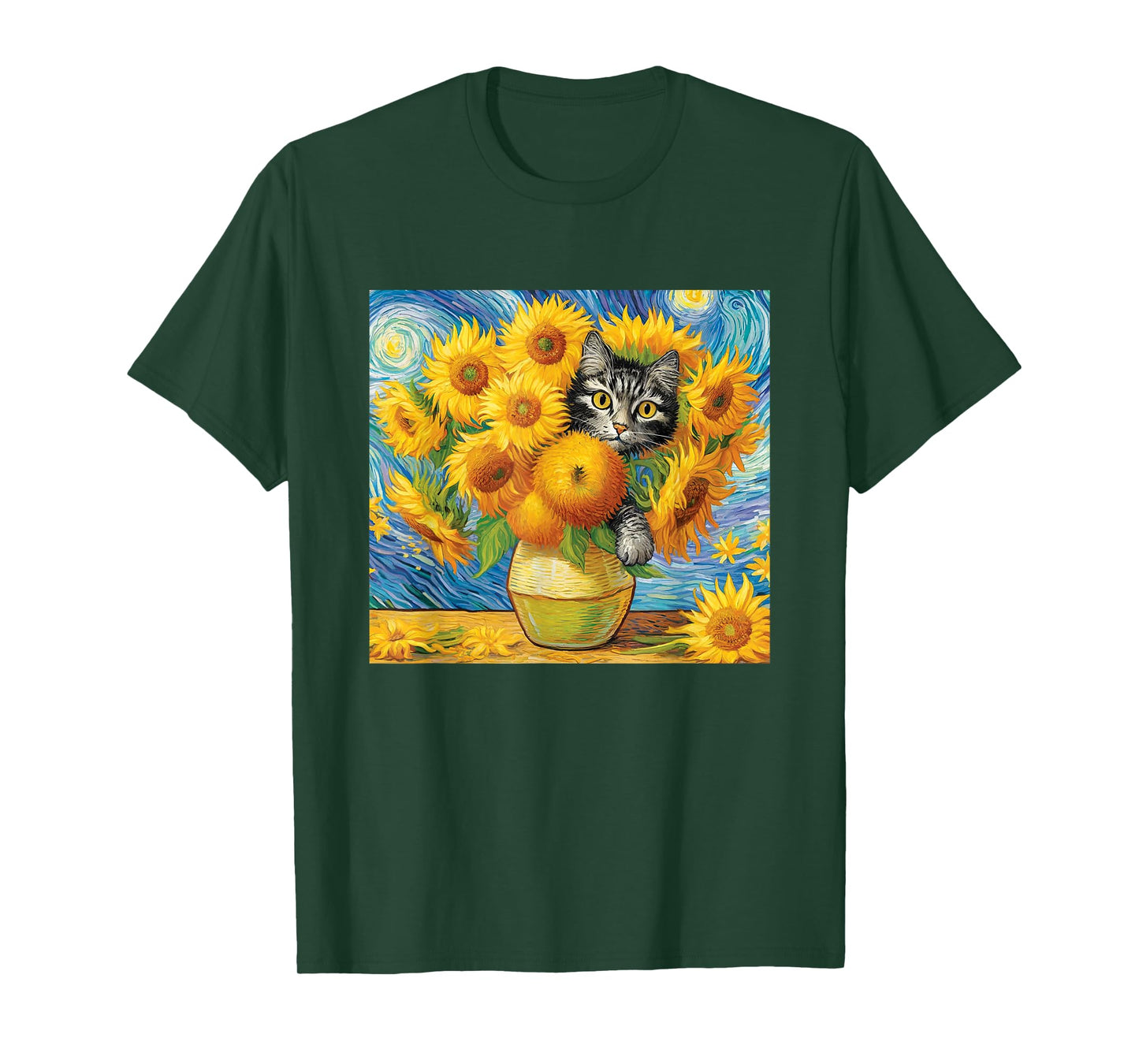 Van Gogh Sunflowers Kitten T-Shirt