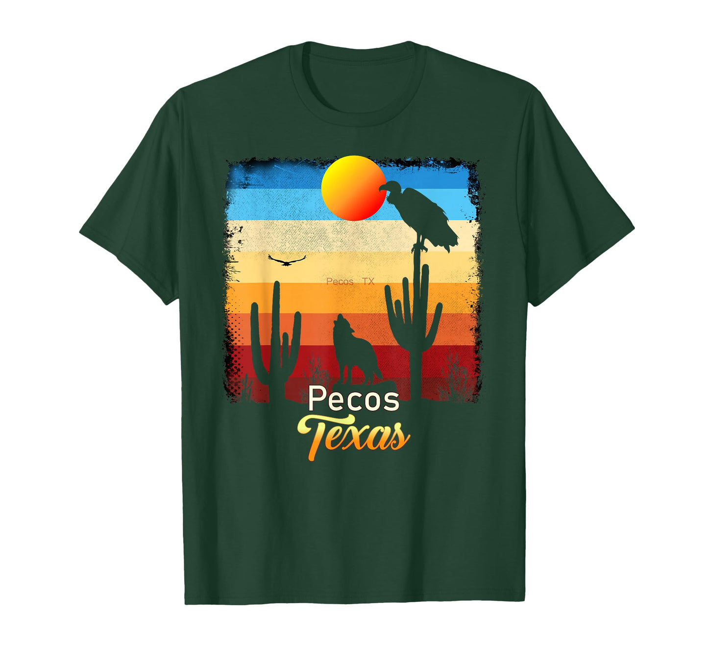 Pecos Texas Vintage Coyote Sunset Texan Desert T-Shirt