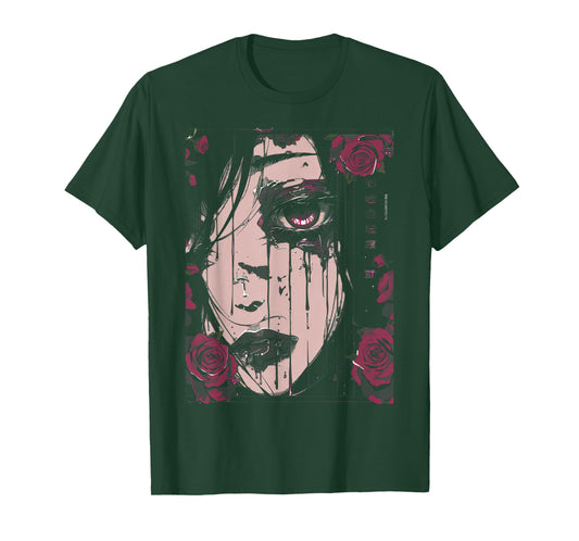 Anime Japanese Goth Cyberpunk City Sad T-Shirt