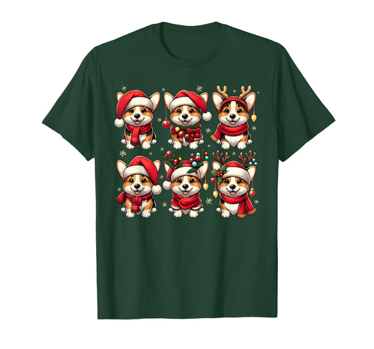 Cute Corgi Santa Christmas Lights Funny Xmas Animal Lover T-Shirt