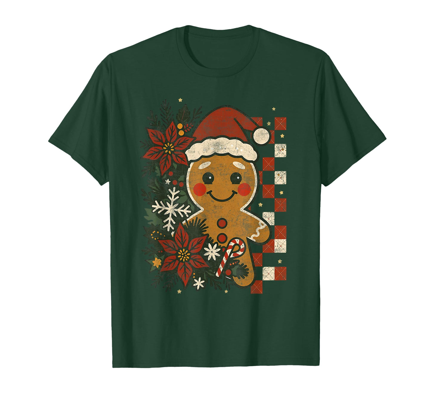 Cute Retro Gingerbread Christmas Pajamas Cookies Candy Cane T-Shirt