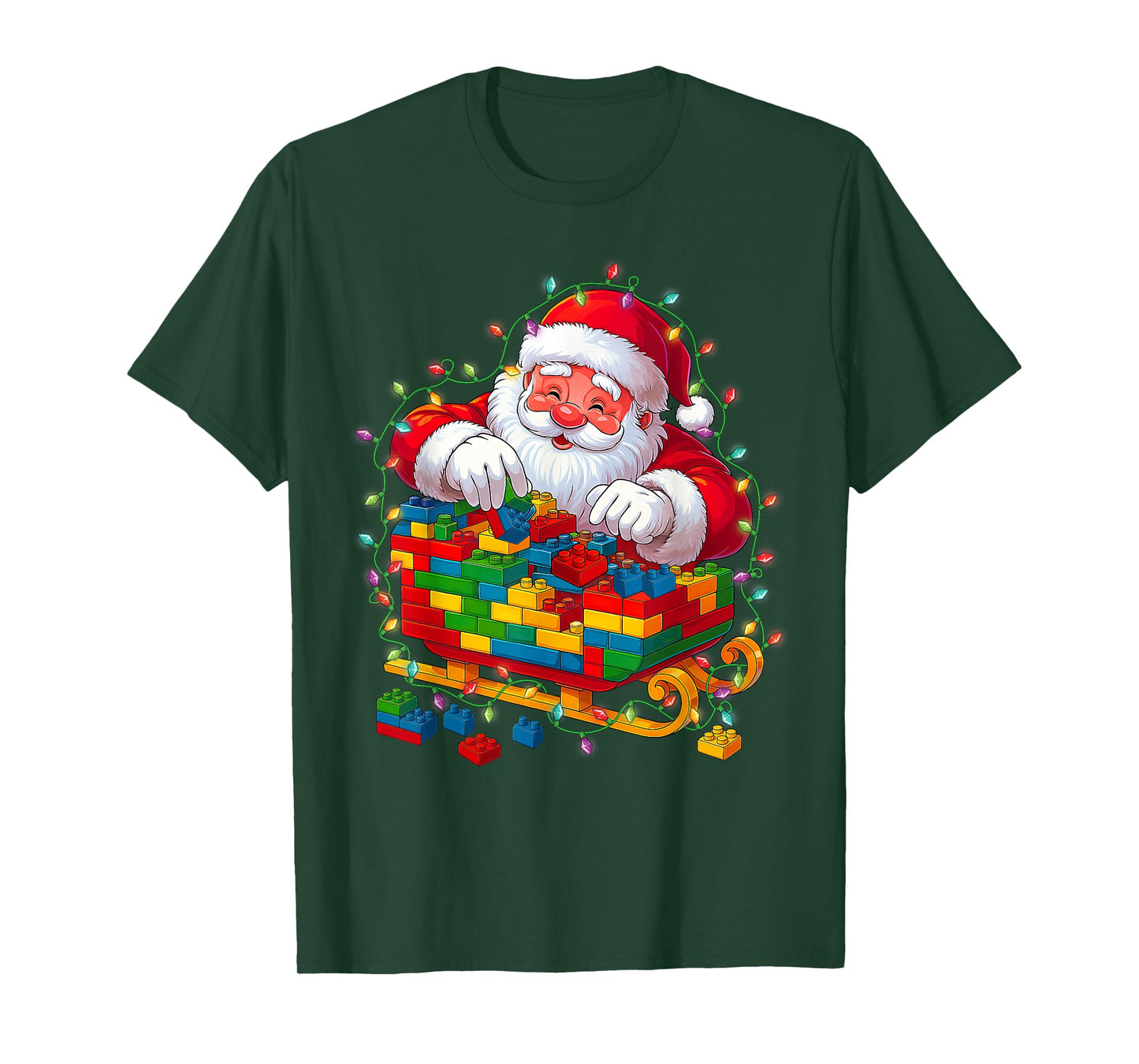 Building Blocks Santa Sleigh Master Builders Christmas Kids T-Shirt