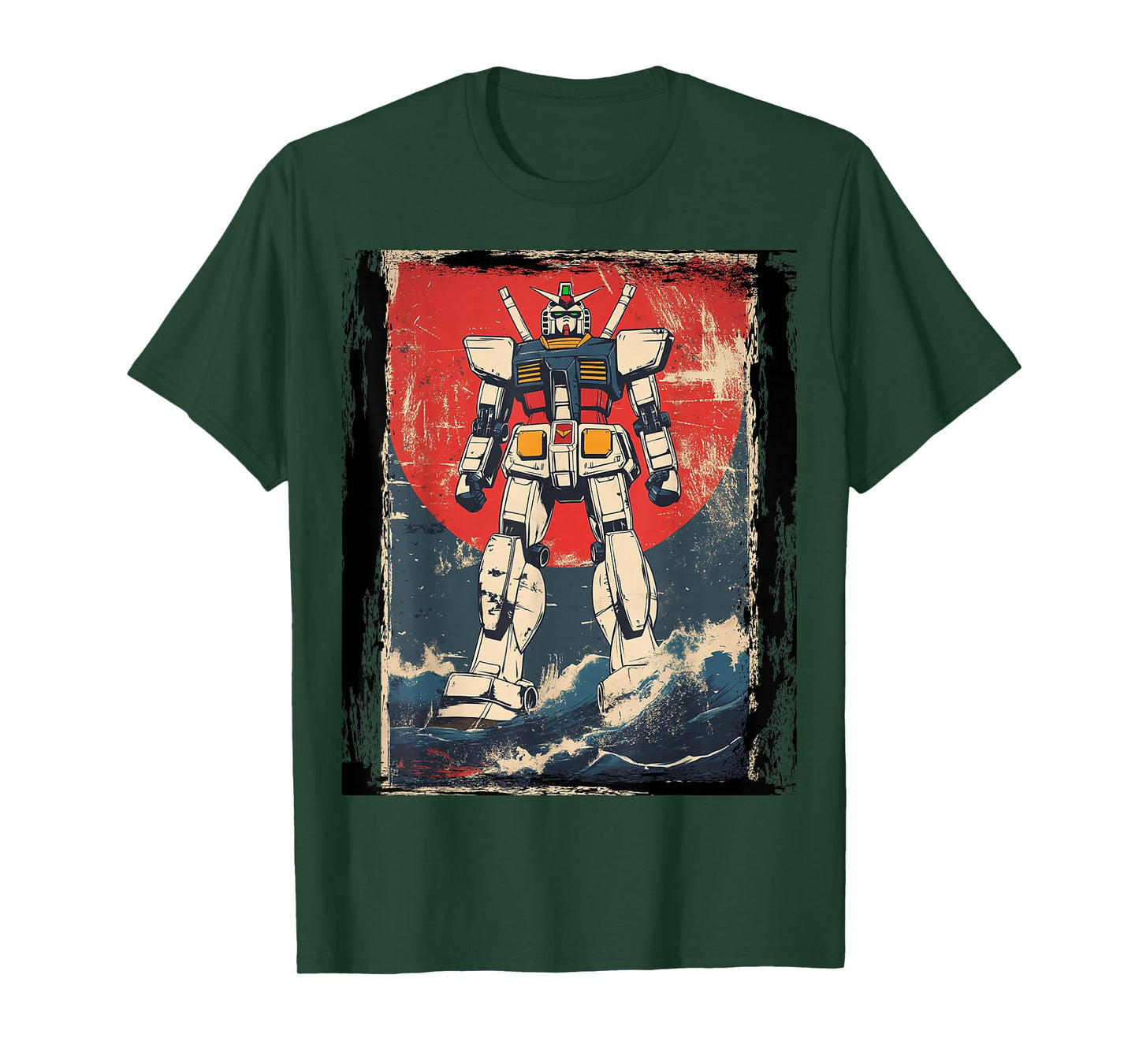Mecha Anime Roboto Japanese Kanagawa Great Wave Manga T-Shirt