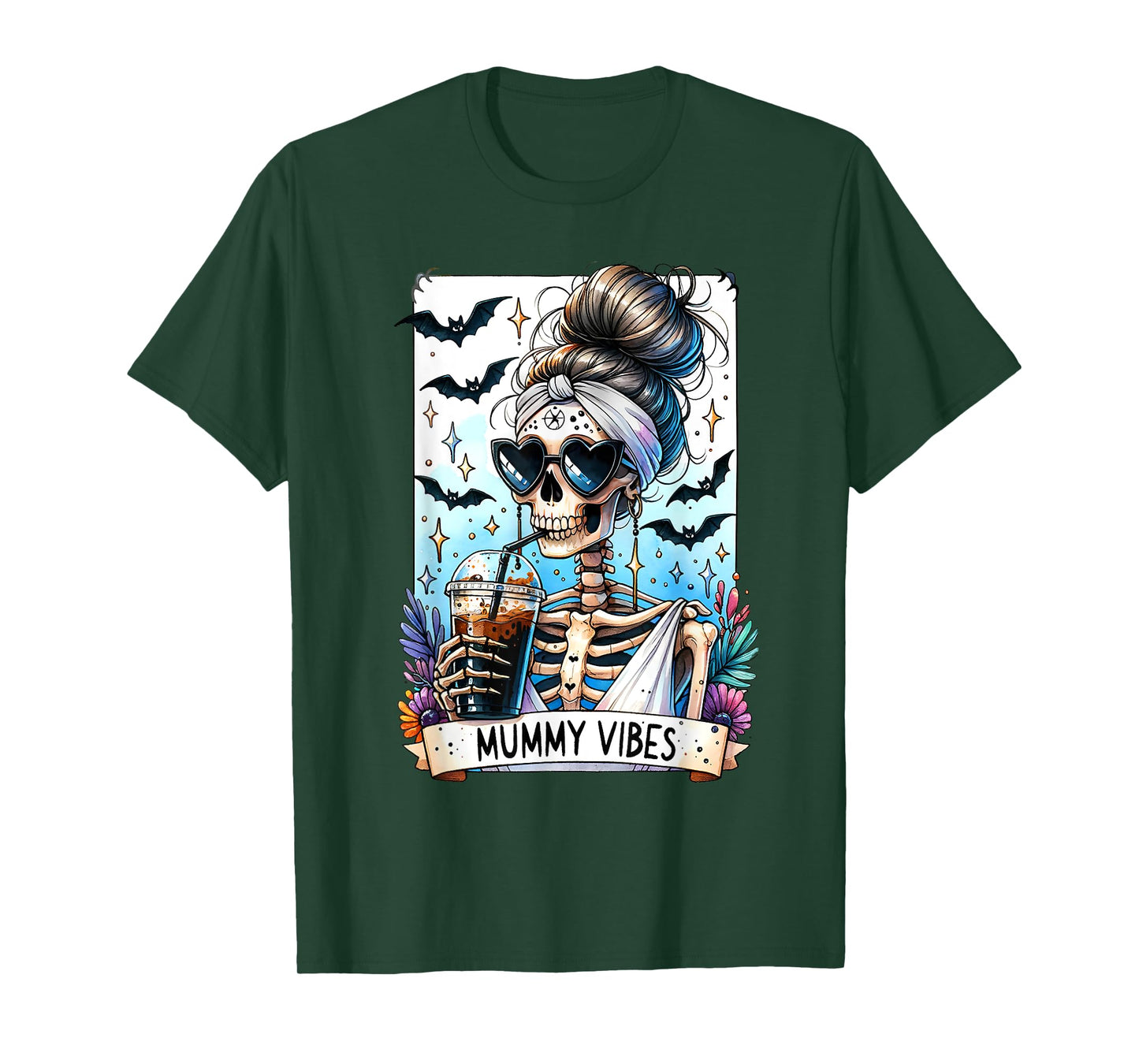 Tarot Card Mummy Vibes Spooky Season Skeleton Mom Halloween T-Shirt