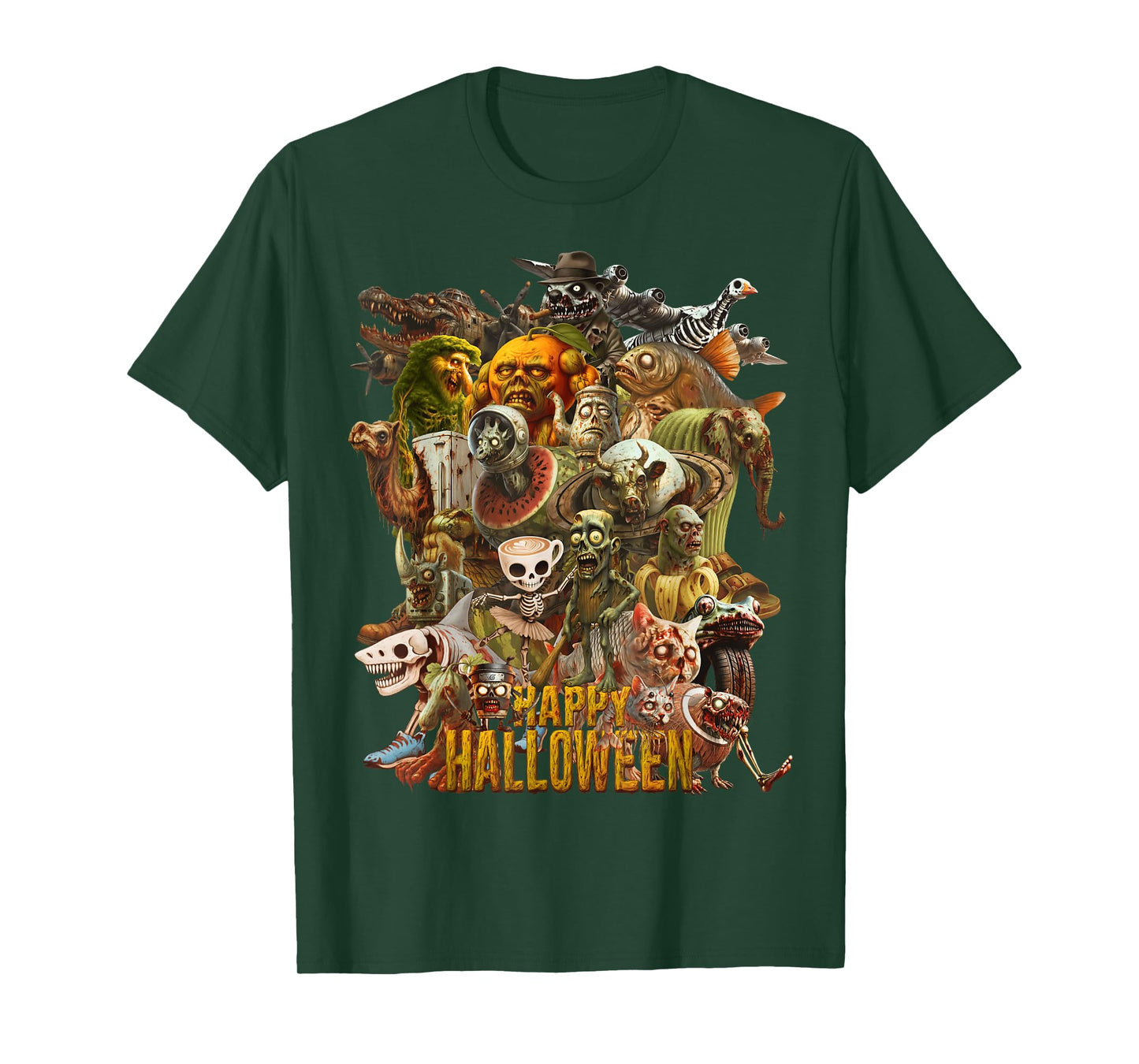 Italian Brainrot Happy Halloween Funny Zombies T-Shirt