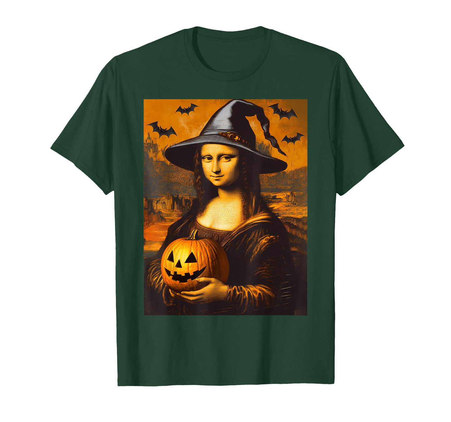 Scary Halloween Horror Mona Lisa Art Spooky Pumpkin Painting T-Shirt