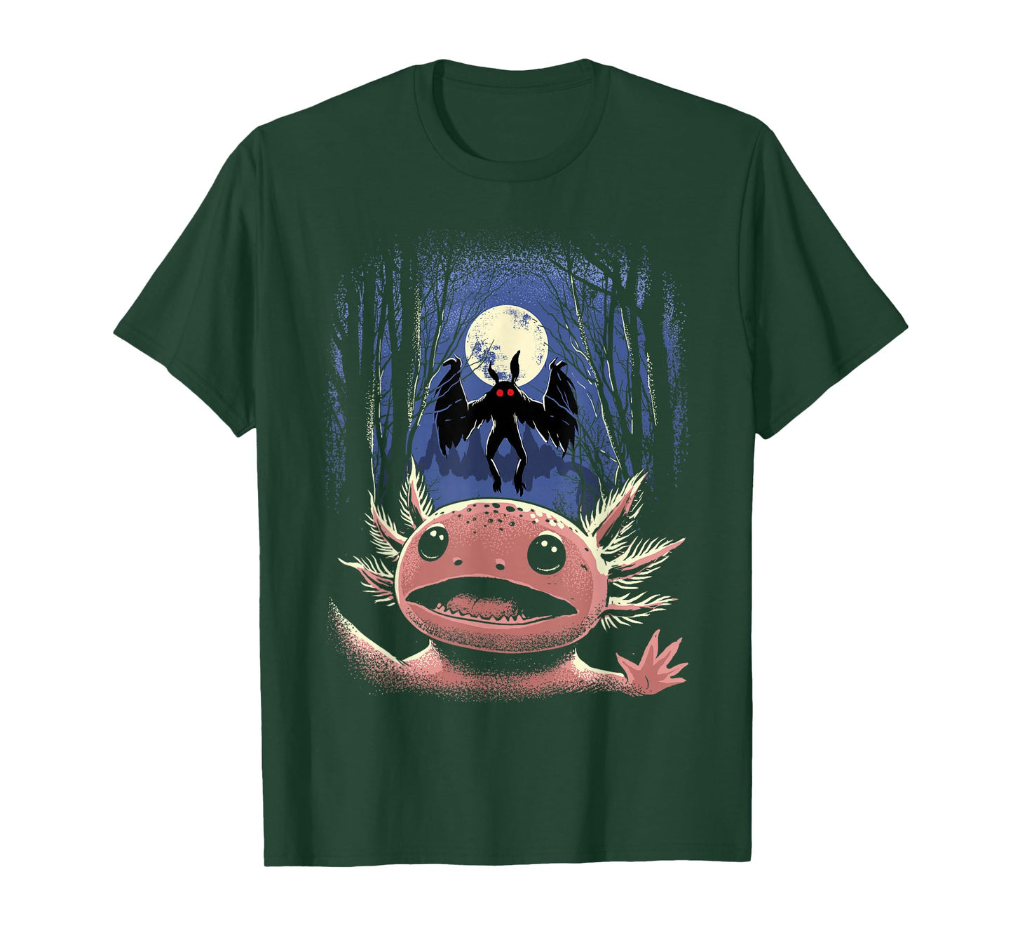 Scared Axolotl Selfie Axolotl With Mothman Monster Cryptid T-Shirt
