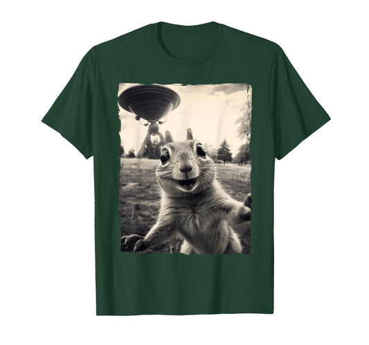 Squirrel Selfie with UFOs Squirrel Mom Funny Squirrel Lover T-Shirt