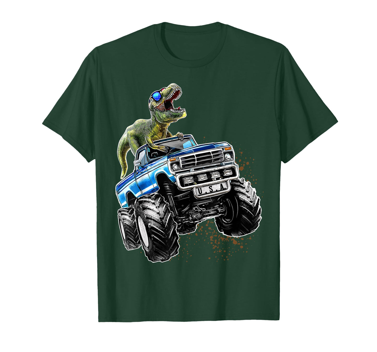 T Rex Dinosaur Monster Truck Patriotic Birthday Gift Boys T-Shirt
