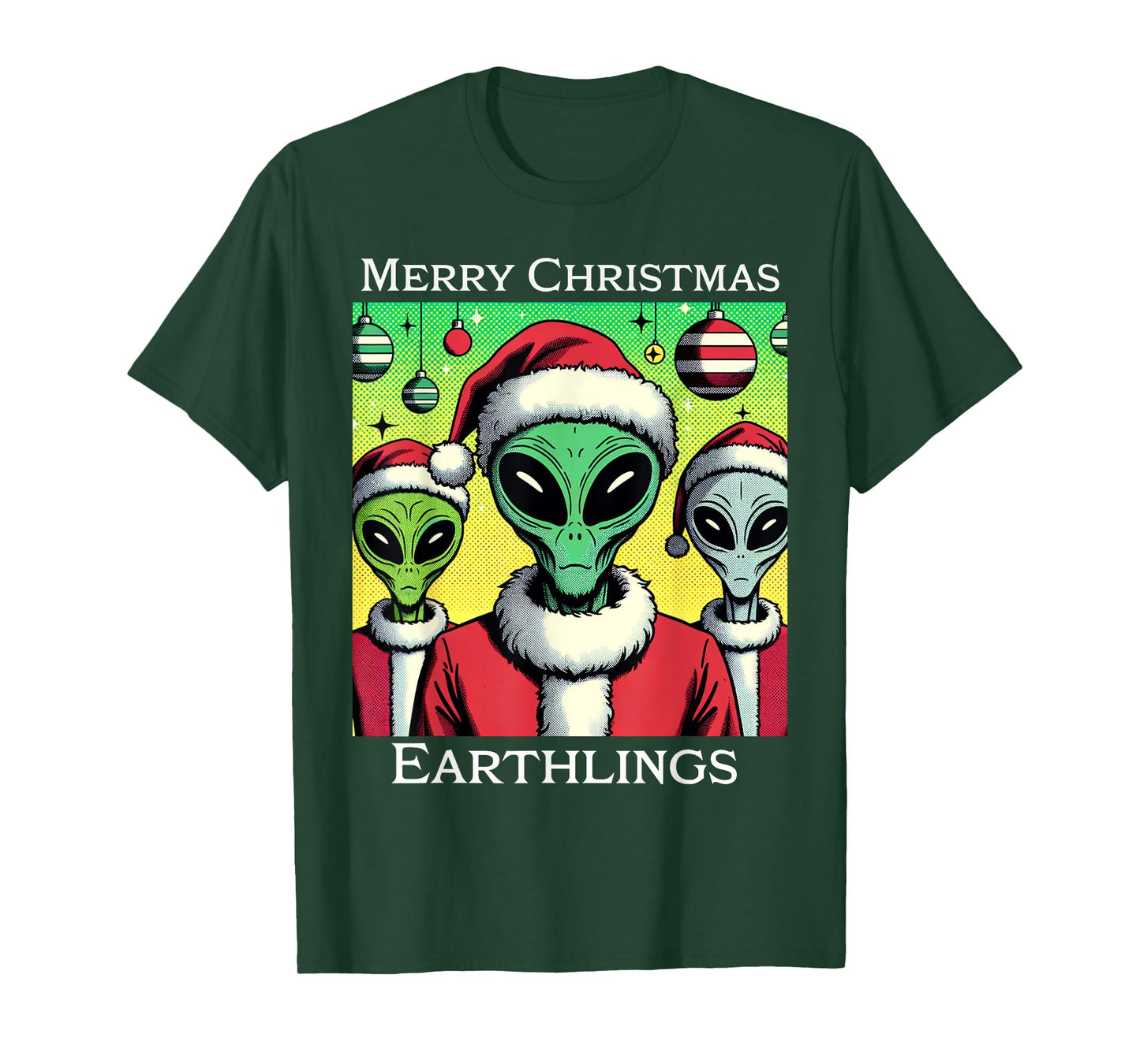 Funny Alien Santa Claus Merry Christmas Earthlings Holiday T-Shirt